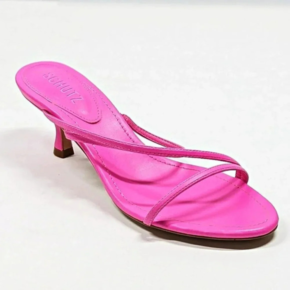 SCHUTZ Shoes - Schutz Women's Evenise Neon Pink Kitten Heel Sandals Size 8 B (MSRP $160)